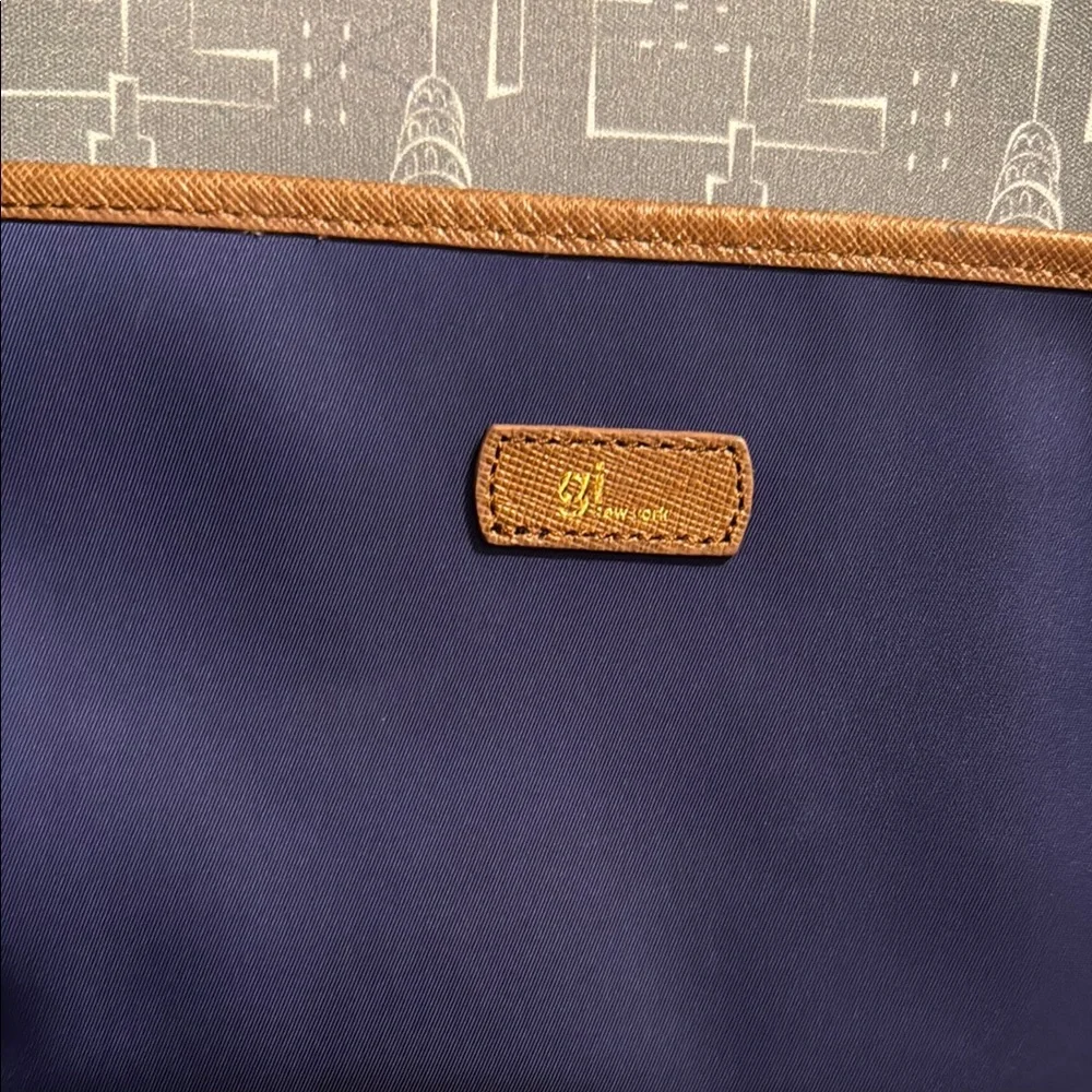 Classic Navy Tote with Brown Trim
